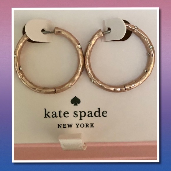 NWB KATE SPADE ROSE GOLD HOOPS WITH BLING